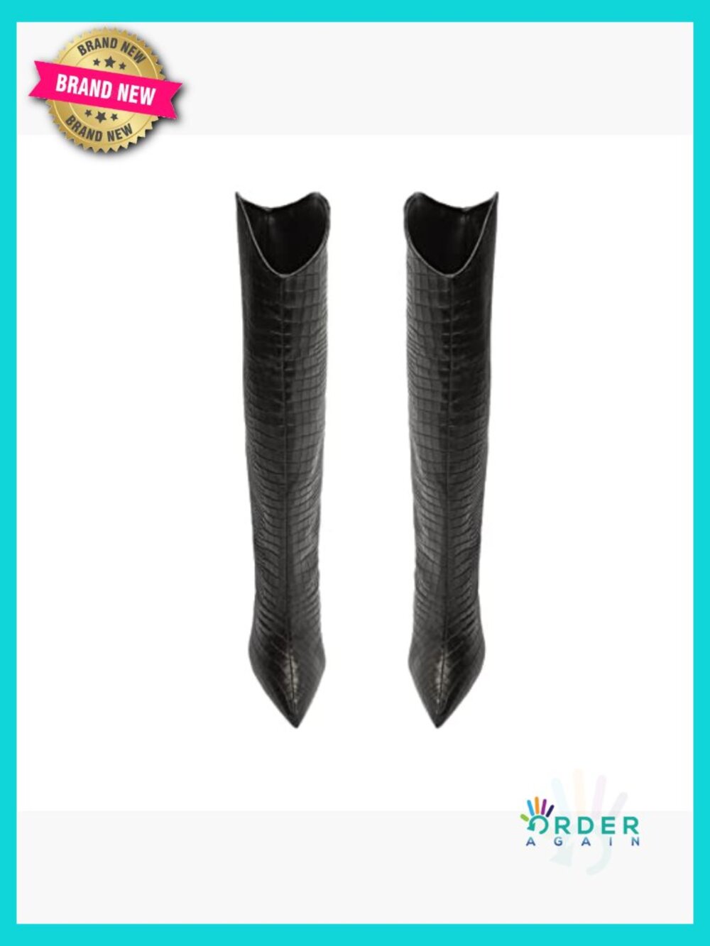 Leather Mid-Calf Stiletto Boots Dressy Cushioned Insole Women's Boots - Picture 6 of 6